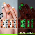 Halloween glow in the dark nail wraps spooky ghost pumpkin nail art stickers for women set - Halloween Mummy Ghost Style (ZE-0866) / Press-on Nails and Nail File