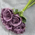 Künstliche 9-Kopf Rosen Blumenstrauss künstliche Blumen für Hochzeit Heimdecor lila - Dunkellila