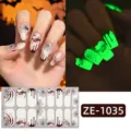 Halloween envolturas de uñas luminosas telaraña pegatinas de uñas que brillan en oscuridad - Adhesivo de Uñas de Halloween (ZE-1035)