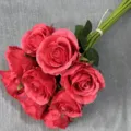 Kunstblumen Rosen Strauß künstliche Blumen Hochzeit Deko Heim Hotel Blumenarrangements 9 Köpfe - Rot