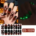 Envolturas de uñas luminosas de Halloween pegatinas espeluznantes estilo oscuro - Adhesivo de Uñas de Halloween (ZE-1039)