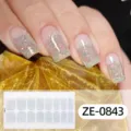 Pegatinas de uñas con degradado de purpurina lámina adhesiva manicura brillante 16pz - Estilo Brillante Plateado (ZE-0843) / Uñas postizas y lima de uñas
