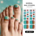 Pegatinas para uñas de los pies con degradado de cielo estrellado y luna dorada. - ZF-0377