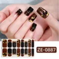 Pegatinas de uñas oscuras de Halloween con sonrisa de gato espeluznante y luna para arte. - Estilo Gato Cara Sonriente de Halloween (ZE-0887) / Uñas postizas y lima de uñas