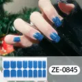Blue glitter gradient nail wraps, self-adhesive nail polish stickers for stunning manicure art. - Blue Glitter Style (ZE-0845) / Press-on Nails and Nail File