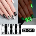 Halloween luminous gothic skull nail wraps, black and white glowing nail art stickers. - Halloween Gothic Cross Style (ZE-0914) / Press-on Nails and Nail File