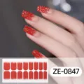 Pegatinas adhesivas de esmalte de uñas con degradado de purpurina roja para mujeres - Estilo Brillante Rojo (ZE-0847) / Uñas postizas y lima de uñas