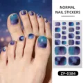 Pegatinas de uñas de los pies con degradado de cielo estrellado de verano y purpurina. - Estilo Degradado Estrellado (ZF-0384)