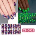 Halloween glow in the dark skull nail wraps detail view, scary ghost pumpkin nail art sticker. - Halloween Dark Skull Style (ZE-0923) / Press-on Nails and Nail File
