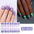 Halloween glow in the dark nail wraps purple gradient spider web nail stickers sheet. - Halloween Purple Gradient Spider Web Style (ZE-0925) / Press-on Nails and Nail File