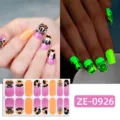 Halloween glowing nail wraps stickers dark style ghost pumpkin nail art decals for women fashion - Halloween Ghost Castle Style (ZE-0926) / Press-on Nails and Nail File