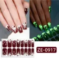 Halloween glow in the dark skull nail wraps, brown white dripping nail art stickers for women. - Halloween Skull Drip Style (ZE-0917) / Press-on Nails and Nail File