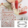 5D Christmas nail art stickers embossed winter snowflake candy cane red nail decals 1pcs - 5D-0257 / 85*100mm Blank Sheet