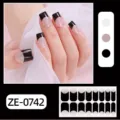 French style black tip glitter nail wrap stickers, elegant manicure decals for daily wear. - Black Edge Glitter Style(ZE-0742)