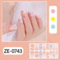 Gradient pink and blue glitter nail wraps set with full coverage 16 tips manicure - Pink Blue Gradient Glitter Style(ZE-0743)