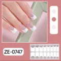 16 tips French glitter nail wraps minimalist pink white adhesive gel nail stickers detail view - Silver Glitter Polka Dot Style(ZE-0747)
