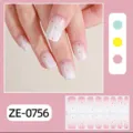 Detailed view of french gradient polka dot nail wraps showing colorful dot patterns on fingernails. - Gradient Glitter Polka Dot Style(ZE-0756)