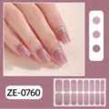Close up details of the 16 finger french gradient glitter nail wraps with elegant pink shade. - Gradient Glitter French Style(ZE-0760)