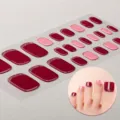 Strisce per unghie dei piedi in gel UV semi-polimerizzato rosa francese glitter estate - Sfumato Rosso Rosa Francese (BSJ-0103) / Strisce per Unghie + Kit di Strumenti