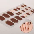 Adesivi per unghie dei piedi in gel UV Marrone Francese Glitter Semi-induriti Pedicure - Sfumato Marrone Nude Francese (BSJ-0104) / Strisce per Unghie + Kit di Strumenti