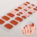 Vista dettagliata degli adesivi per unghie dei piedi in gel UV glitterato, finitura liscia. - Rosso Vino Glitterato Francese (BSJ-0105) / Strisce per Unghie + Kit di Strumenti