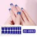 Adesivi per unghie con sfumatura glitter blu 3D, eleganti wrap per unghie finte per donne. - Stile ZE-0892 / Unghie finte e lima per unghie