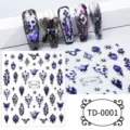 5D gothic nail art stickers dark style skull purple rose butterfly DIY manicure decals - Dark Rose Style(TD-0001)