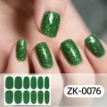 Nuevos envoltorios de uñas de cobertura completa con purpurina verde pegatinas brillantes - ZK076