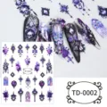 5D Gothic dark style rose skull nail art stickers embossed DIY manicure decals set - Dark Rose Style(TD-0002)