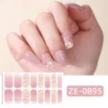 Strisce per unghie sfumate rosa con linee dorate e glitter per una manicure elegante. - Stile ZE-0895 / Unghie finte e lima per unghie