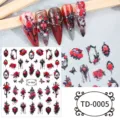 Gothic red rose 5D embossed nail stickers set dark style Halloween DIY false nail art decors - Dark Rose Style(TD-0005)