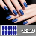 Blue glitter nail wraps full cover adhesive nail art stickers for women charming style - ZK082
