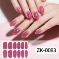 Pink glitter full cover nail stickers waterproof cute manicure sticker set for women girls - ZK083