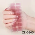Set de pegatinas de uñas francesas con purpurina rosa brillante y 16 piezas de manicura - Estilo Mariposa Francés Degradado Rosa (ZE-0860) / 16 Hojas (Hoja Desnuda Y Lima De Uñas)