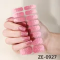 Set de pegatinas de uñas con purpurina degradada rosa, 16 puntas pegatinas de uñas completas. - Degradado Rosa (ZE-0927) / Uñas postizas y lima de uñas