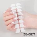 Pegatinas de uñas con purpurina degradado francés 3D 16 puntas set de manicura - Estilo Francés Ondulado / ZE-0871