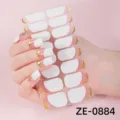 Pegatinas de uñas francesas con purpurina degradada 3D lámina de oro 16 puntas para bonita manicura - Estilo Francés Estampado en Oro / ZE-0884