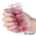 Gradient Glitter Nail Wraps 3D Shiny Sequins Fingernail Stickers For Manicure Art - 1 Piece / Gradient Pink Purple Glitter Style (ZE-0629)