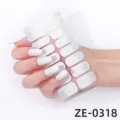 Pegatinas de uñas con degradado de purpurina blanca, 16 puntas adhesivas para uñas de mujeres. - ZE-0318 Degradado Blanco (ZE-0318)