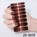 Brown gradient nail polish wraps minimalist 16-finger nail art stickers for daily wear - Brown Gradient Style (ZE-0670) / Press-on Nails and Nail File