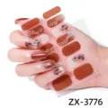 Sticker per unghie floreali sfumate marroni, adesivi in gel glitterato per manicure. - Punte Nude + Lima per Unghie (ZX-3776)
