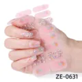 Pink glitter nail wraps 3D gel nail stickers set for women and girls daily wear. - 1 Piece / Pink Gradient Glitter Dot Style (ZE-0631)