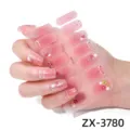 Adesivi per unghie semi-transparenti rosa sfumato con glitter e fiori, facili. - Punte Nude + Lima per Unghie (ZX-3780)