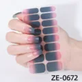 Gradient Nail Polish Wraps Pink And Dark Grey Variant Simple Chic 16 Tips Decals - Pink Blue Gradient Style (ZE-0672) / Press-on Nails and Nail File