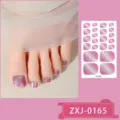 Pink glitter gradient toe nail stickers waterproof sparkly artificial toenails 1pc - ZXJ-0165