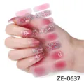 Pink gradient glitter heart nail wraps 3D adhesive nail polish stickers for women - 1 Piece / Pink Gradient Glitter Heart Style (ZE-0637)