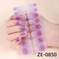 Gradient purple nail wraps with 3d silver stars, 16 tips french nail stickers for women. - ZE-0850