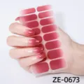 Gradient red nail wraps stickers set, glossy press on fake nails sheet for women beauty art. - Red Pink Gradient Style (ZE-0673) / Press-on Nails and Nail File