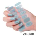 Adesivi per unghie sfumati blu e glitter pellicole adesive 3D per manicure alla moda. - Punte Nude + Lima per Unghie (ZX-3781)