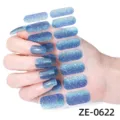 Adesivi per unghie glitter blu argento gradiente copertura totale nail art donna - Stile Sfumato Blu-Argento (ZE-0622) / Unghie finte e lima per unghie